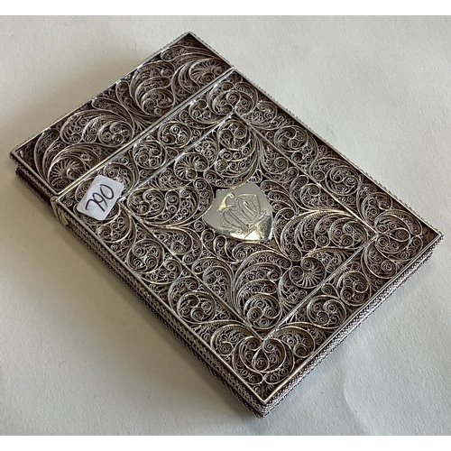 790 - A fine quality Georgian silver filigree card case with central Maltese Cross. Apparently unmarked. A... 