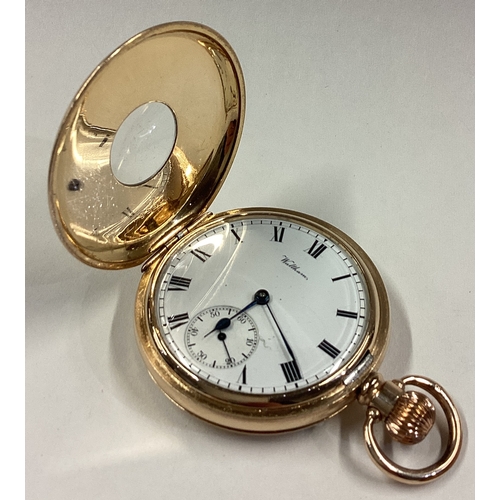 863 - A good quality gold plated Waltham half hunter pocket watch. Approx. 114 grams. Est. £60 - £80.