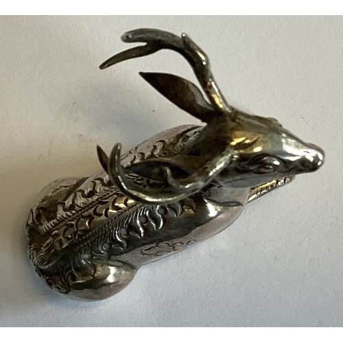 803 - A Continental silver box in the form of a stag with engraved decoration. Approx. 23 grams. Est. £20 ... 