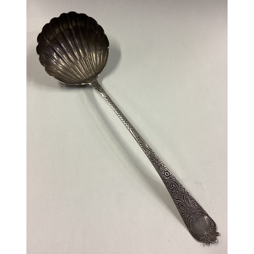 104 - An 18th Century silver bottom marked soup ladle. Approx. 153 grams. Est. £200 - £300.