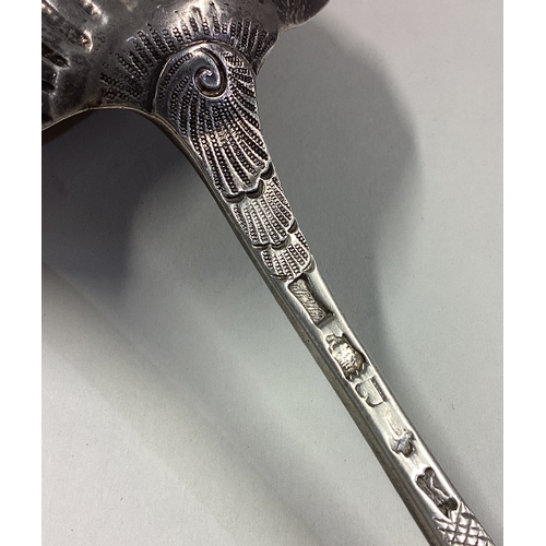 104 - An 18th Century silver bottom marked soup ladle. Approx. 153 grams. Est. £200 - £300.