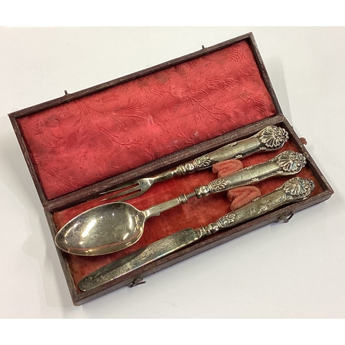 132 - A cased George III silver three-piece christening set. Birmingham 1825. By George Unite. Approx. 41 ... 