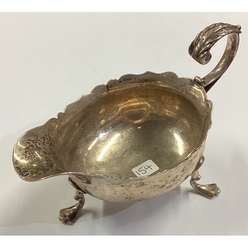 154 - An 18th Century George III silver sauce boat. London 1754. Approx. 83 grams. Est. £100 - £150.