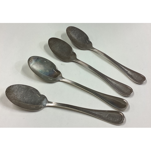 18 - A rare set of four large Christofle silver jam spoons. Approx. 205 grams. Est. £150 - £200.