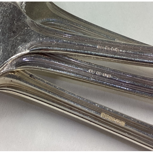 18 - A rare set of four large Christofle silver jam spoons. Approx. 205 grams. Est. £150 - £200.