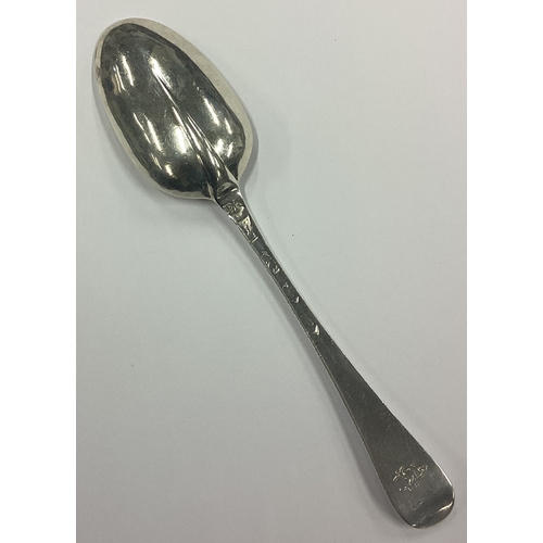 185 - EXETER: An early Georgian silver rat tail spoon. Circa 1720. By FR. Approx. 32 grams. Est. £30 - £50... 