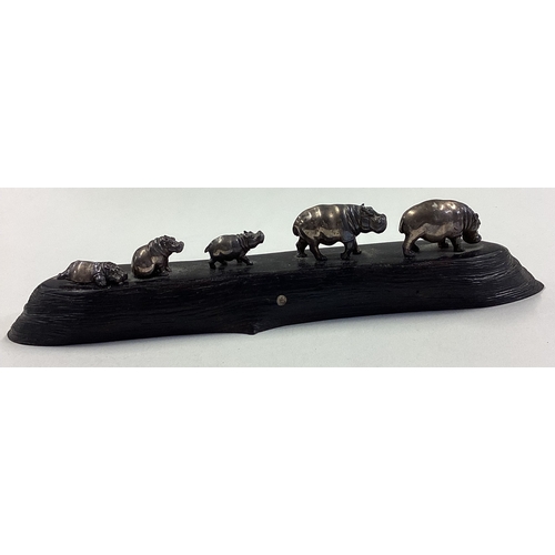 193 - PATRICK MAVROS: A silver figural centrepiece of hippos. Approx. 156 grams of gross weight. Est. £400... 