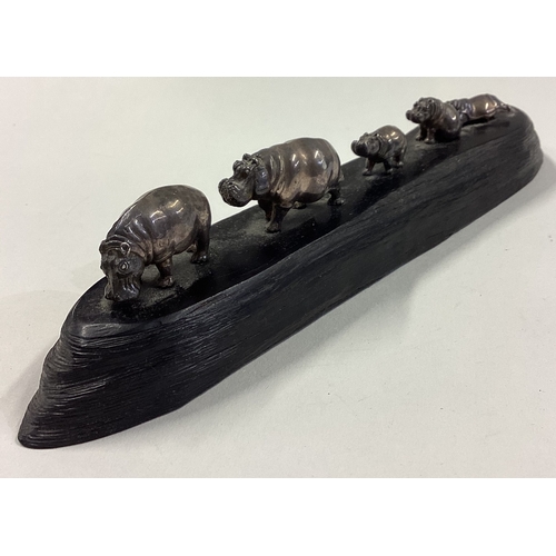 193 - PATRICK MAVROS: A silver figural centrepiece of hippos. Approx. 156 grams of gross weight. Est. £400... 