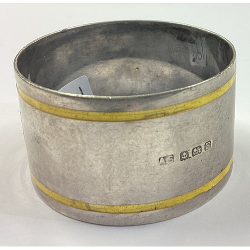 199 - A silver and enamelled napkin ring. Birmingham 1901. Approx. 25 grams. Est. £30 - £40.