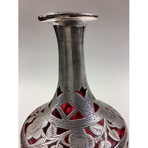 215 - A silver overlaid vase. Birmingham. Approx. 322 grams. Est. £60 - £80.