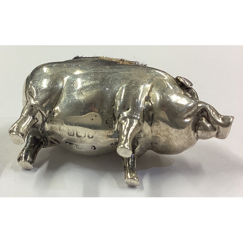 240 - A silver pin cushion in the form of a pig. Birmingham 1904. By CSFS. Approx. 44 grams. Est. £100 - £... 