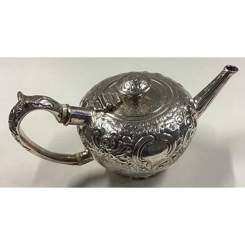 255 - A 19th Century silver bullet shaped teapot. Approx. 328 grams. Est. £300 - £400.