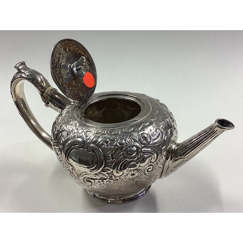 255 - A 19th Century silver bullet shaped teapot. Approx. 328 grams. Est. £300 - £400.