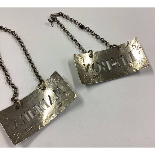 277 - A rare large pair of 18th Century silver wine labels for 'Madeira' and 'Lisbon'. London. Circa 1790.... 