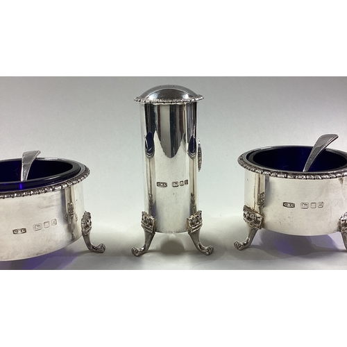 291 - CHRISTOPHER LAWRENCE: A silver condiment set. London 1986. Approx. 234 grams. Est. £300 - £400.