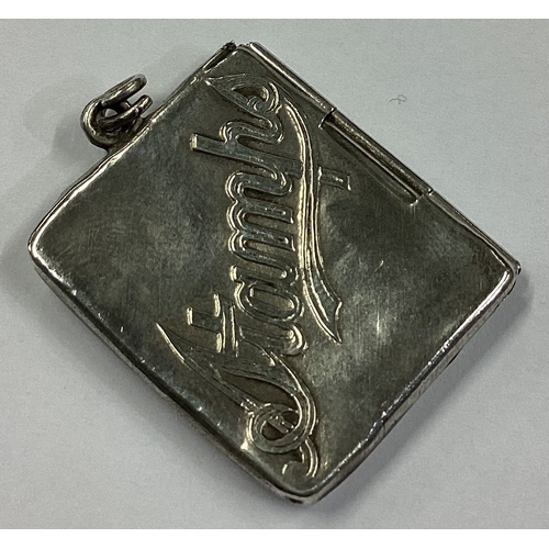 304 - CHESTER: An Arts and Crafts silver stamp case. 1906. By A E Jones. Approx. 3 grams. Est. £30 - £40.