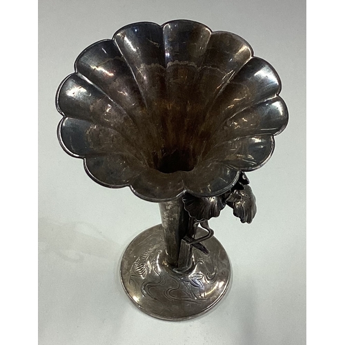 330 - A Japanese silver vase decorated in chrysanthemums. Signed to base. Approx. 93 grams. Est. £100 - £1... 