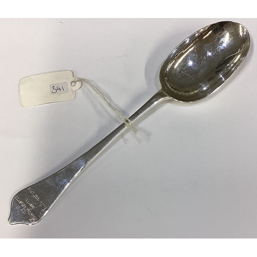 341 - EXETER: A good Georgian silver Hanoverian pattern rat tail spoon. 1713. Approx. 48 grams. Est. £150 ... 