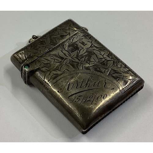 36 - A Victorian silver vesta case. Birmingham 1898. Approx. 19 grams. Est. £10 - £20.