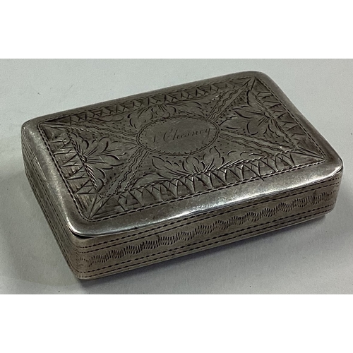 361 - A large Georgian silver hinged top snuff box with bright-cut decoration. Birmingham. Approx. 35 gram... 