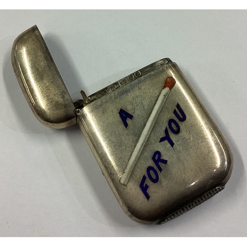 380 - A Victorian silver vesta case inscribed 'A match for you'. London 1872. By Sampson Mordan & Co. Appr... 