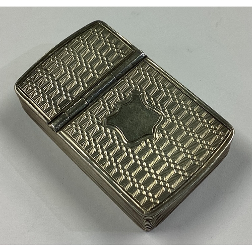 383 - A Victorian silver double-sided combination vesta case / snuff box with engine turned decoration. Bi... 