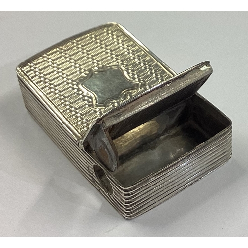 383 - A Victorian silver double-sided combination vesta case / snuff box with engine turned decoration. Bi... 