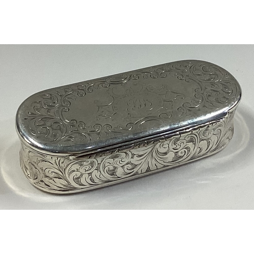 410 - A 19th Century Victorian silver table snuff box with engraved decoration. Birmingham 1852. By Hillia... 