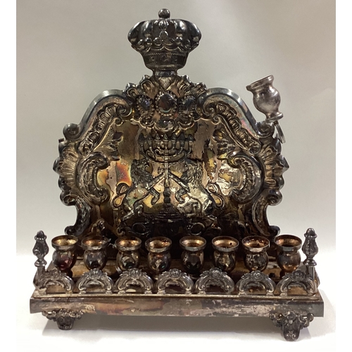 445 - A Judaica silver menorah. Marked to front. Approx. 621 grams. Est. £800 - £1200.