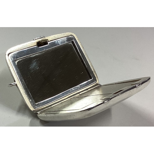 454 - A stylish silver hinged top stamp case. Birmingham. By EE. Approx. 71 grams. Est. £50 - £80.