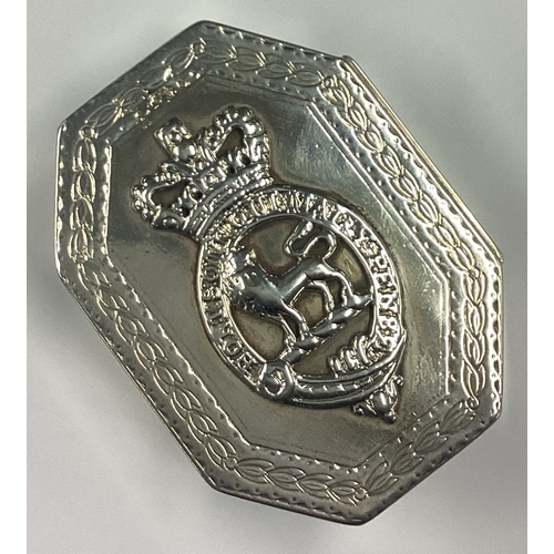 47 - A good quality shaped silver hinged top box with crown decoration. London. By CJS. Approx. 126 grams... 