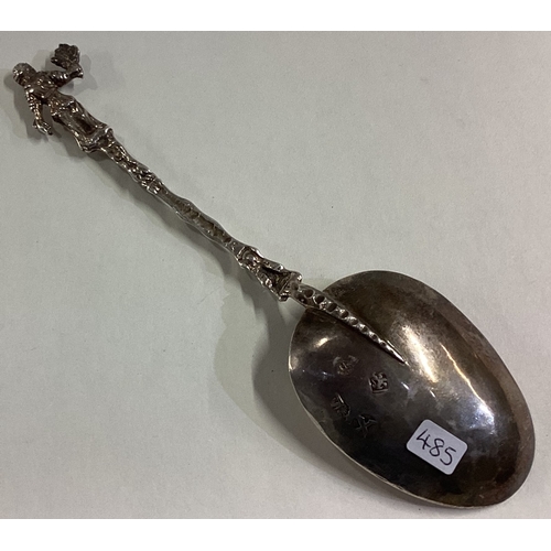 485 - An 18th Century Scandinavian silver spoon. Maker's mark only to reverse. Approx. 48 grams. Est. £150... 