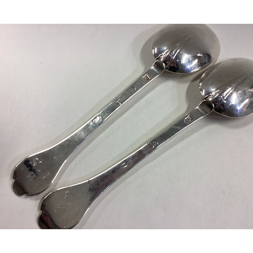 509 - A pair of 17th Century silver rat tail trefid spoons. London 1683. Approx. 118 grams. Est. £600 - £8... 