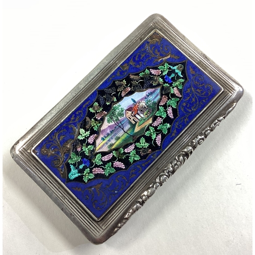 528 - A rare 19th Century Austrian silver and enamelled snuff box dated 1857. Marked to interior. Approx. ... 