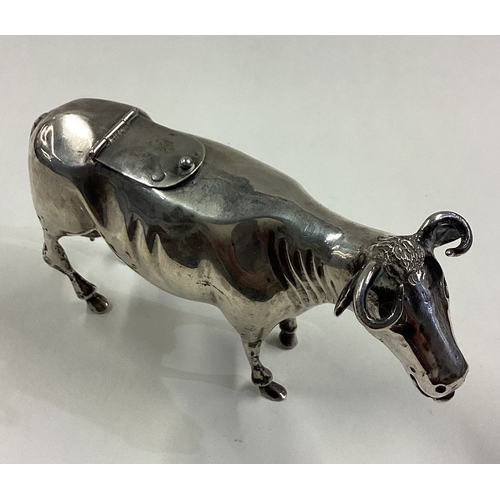 529 - A Naturalistic Continental silver cow creamer with hinged cover. Circa 1900. Approx. 93 grams. Est. ... 