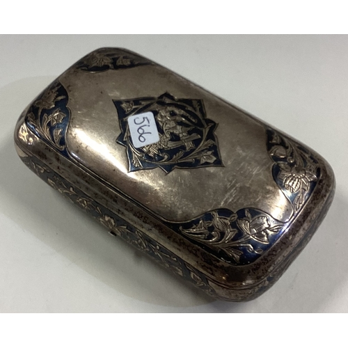 566 - A heavy Continental silver and Niello tobacco box with floral decoration. Approx. 136 grams. Est. £5... 