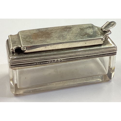 59 - A large Victorian silver mounted inkwell with screw-top lid. By Thomas Davenport. Approx. 157 grams ... 