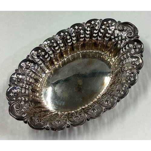 594 - A Victorian silver dish. By James Dixon & Sons. Approx. 31 grams. Est. £40 - £60.