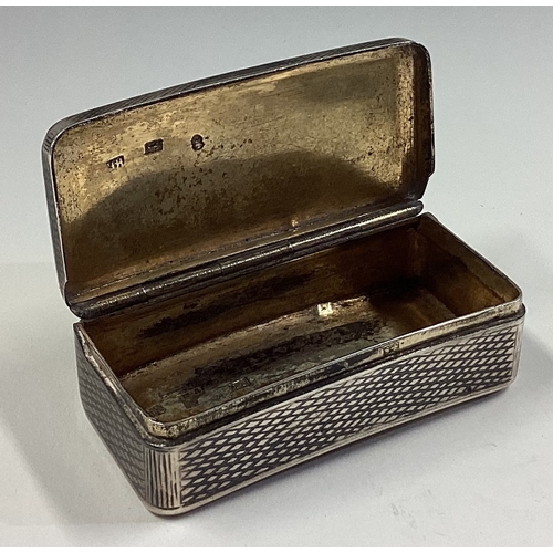 608 - A curved 19th Century Russian silver and Niello snuff box with star decoration. Marked to interior. ... 