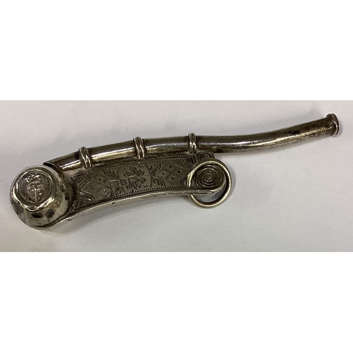 648 - An unusual Victorian silver Bosin's whistle with ring mount. Birmingham. Approx. 16 grams. Est. £100... 