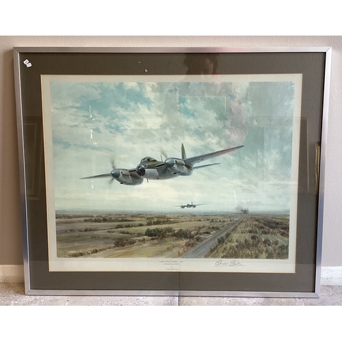 102 - A selection of seven limited edition pencil signed and other framed and glazed military aeroplane, a... 