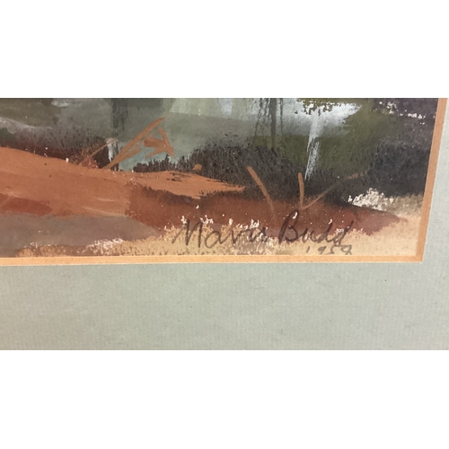 134 - MAVIS BUDD: (20th Century): A framed and glazed watercolour depicting trees in wood entitled 'The Ol... 