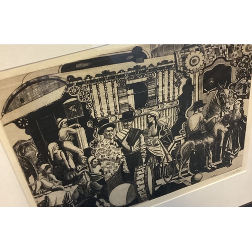 146 - CLARENCE E BLACKBURN: (British, 1914 - 1984): A framed and glazed etching entitled 'Circus Life' dep... 