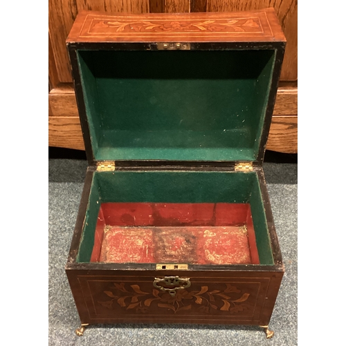 162 - An early inlaid caddy of shaped form. Est. £80 - £100.