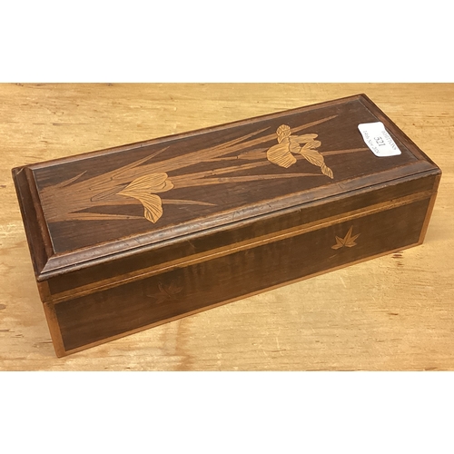 166 - A Japanese inlaid caddy with inscription to interior. Est. £20 - £30.