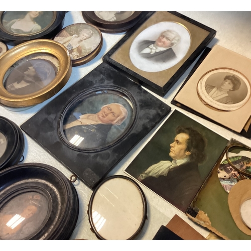 40 - A collection of miniatures and miniature frames. Est. £50 - £80.