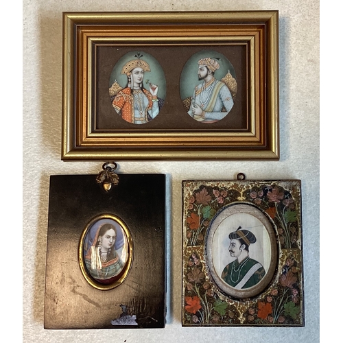 42 - Three Indian miniatures. Est. £80 - £120.