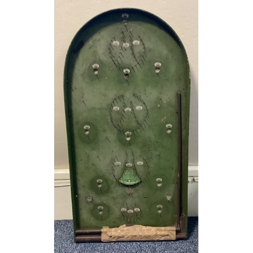 452 - A green wooden bagatelle board. Est. £10 - £20.