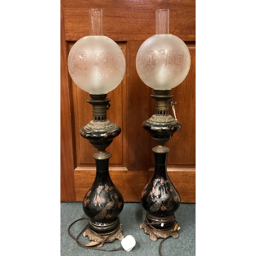 454 - Two good brass mounted lamps. Est. £40 - £60.