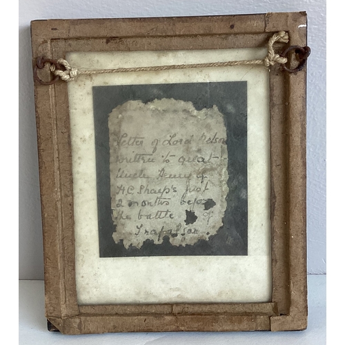 456 - A framed and glazed copy of a letter written from the Victory by Lord Nelson dated Wednesday July 20... 